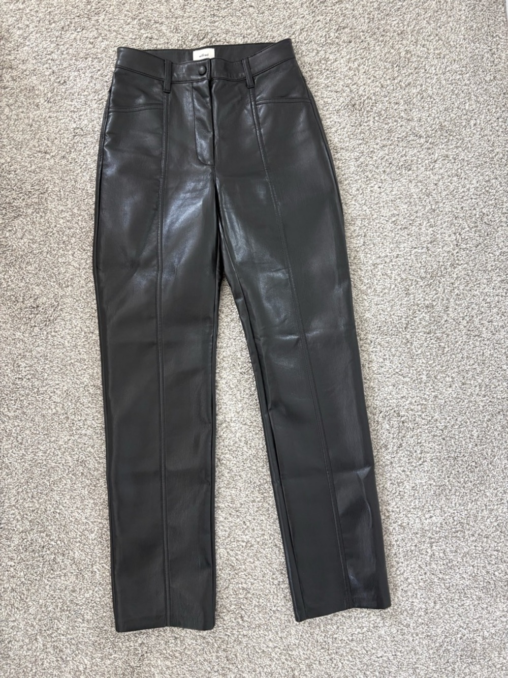 Aritzia Black Faux Leather Straight Leg Pants